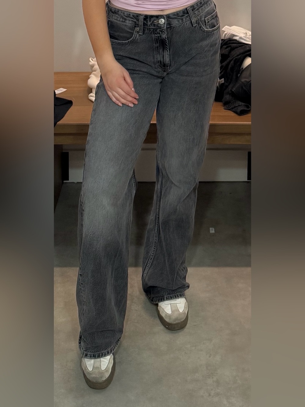 Zara mid to high rise wide leg denim jeans